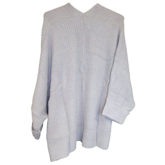 Cardigan Soft Light Gray Knit Loose Fit Pockets Open Front Womens XL NEW - Picture 2 of 8
